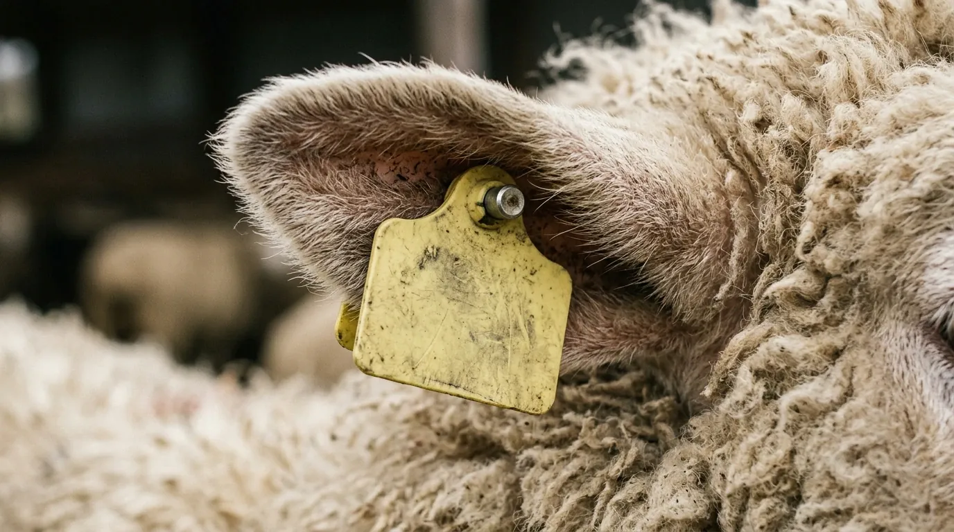 Boucle d’identification à l’oreille d’une brebis
