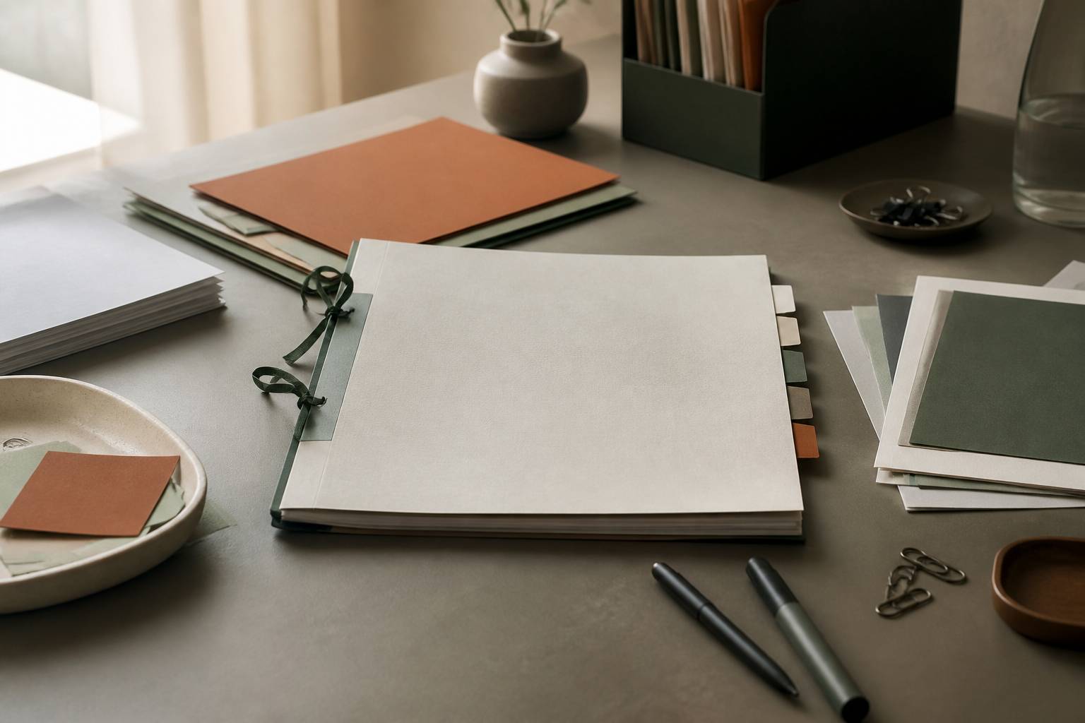 Documents de candidature sans texte lisible avec stylo sur une table