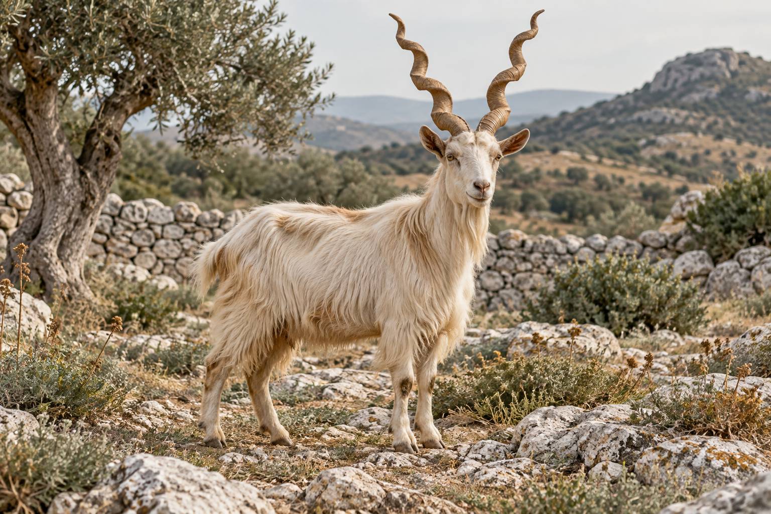 Illustration éditoriale du sujet : Chèvre girgentana : cornes torsadées et Sicile
